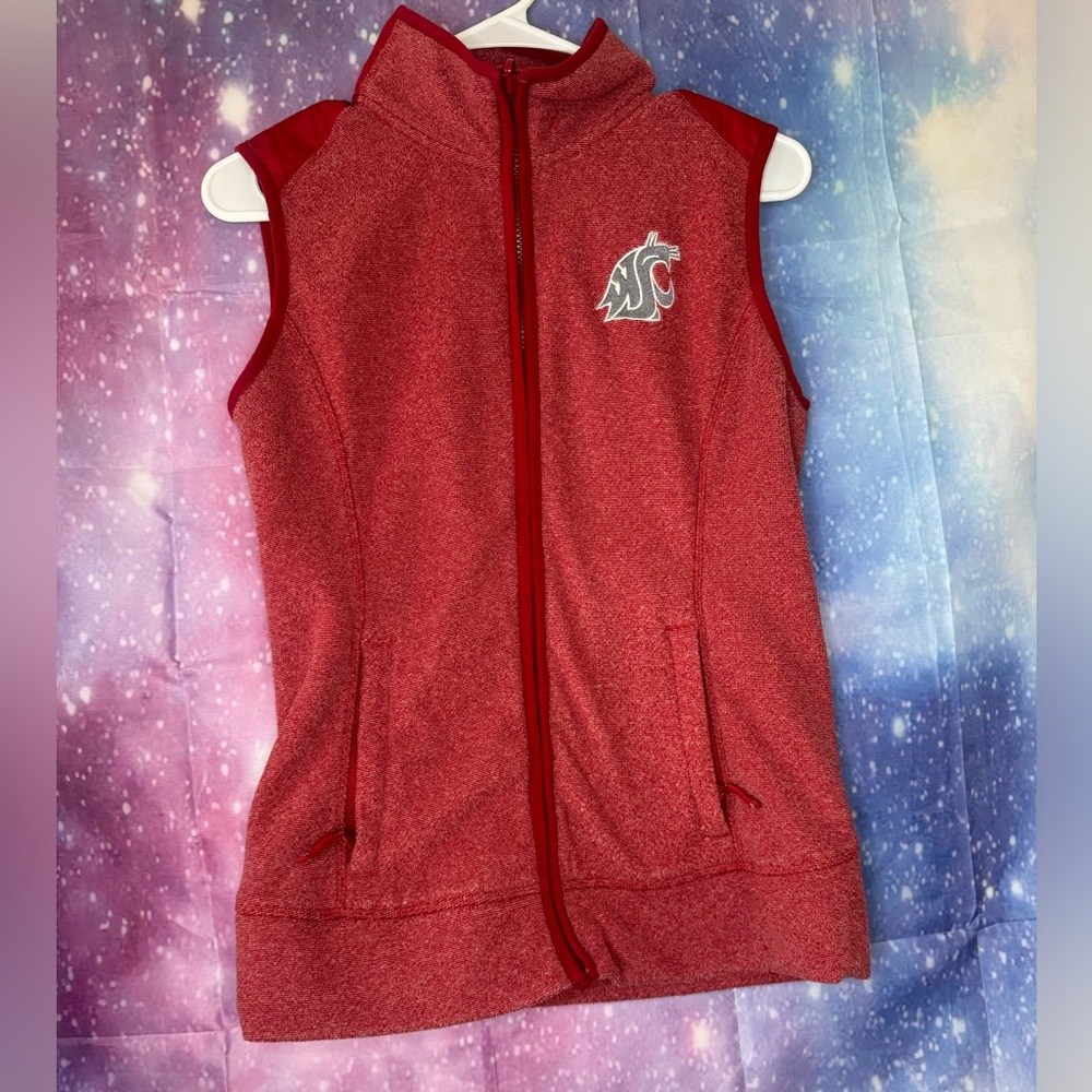 Women's Cutter & Buck Full-Zip Vest Washington State University Cougars logo